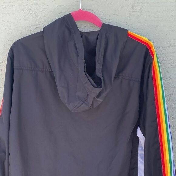 FOREVER 21 Mens Size M PRIDE Black Track Hooded Jacket - Picture 7 of 8